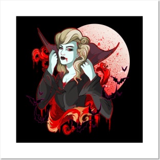 Gothic Pin Up Girl Vampire Posters and Art